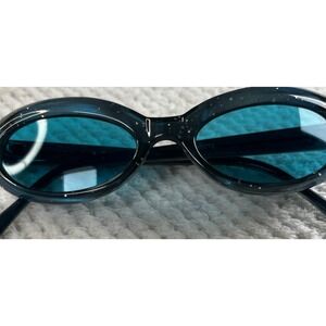 AJ Morgan Teal Glitter Oval Sunglasses Blue Tint Lens‎ Retro 90s Y2K Style 53072